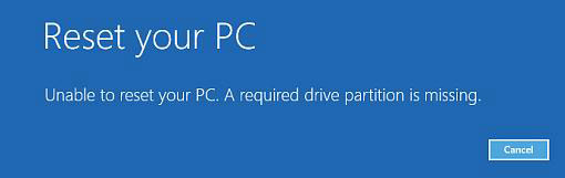 A required drive partition is missing error