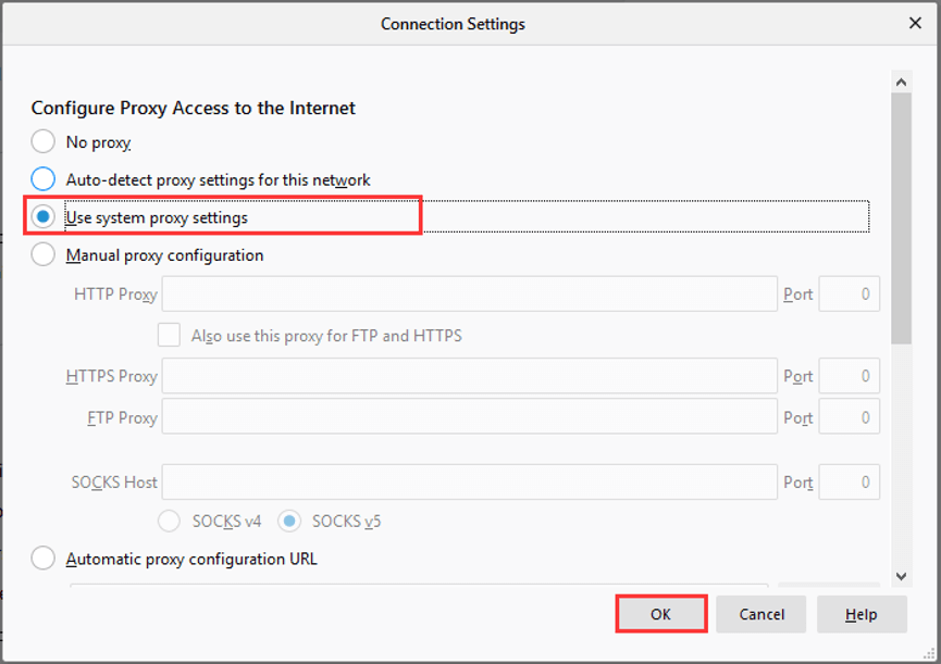 use system proxy settings