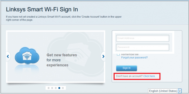 the sign-in page of Linksys router