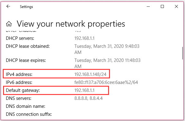 the IP address of the router and computer