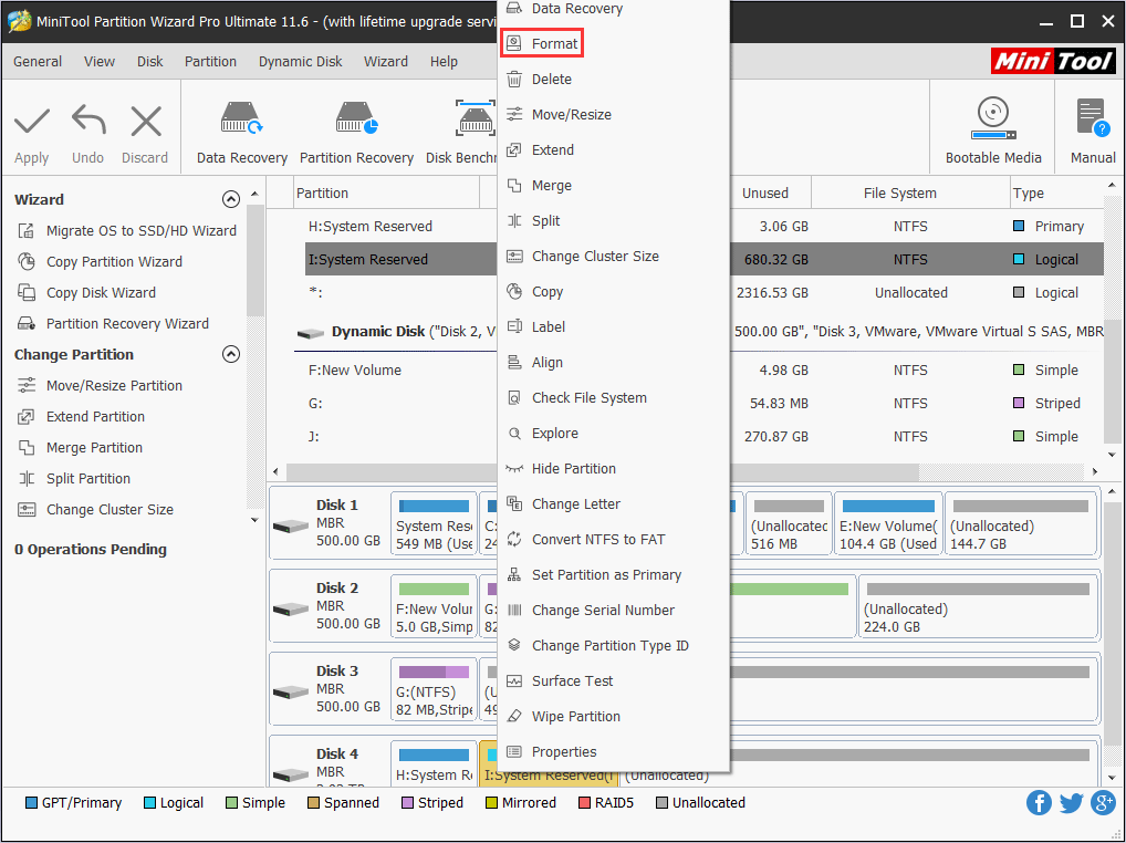 format with MiniTool Partition Wizard