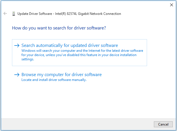 select the way to update your network adapter driver