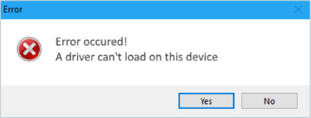 A driver can’t load on this device