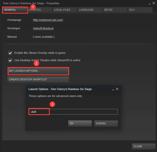 change launch settings for a certain game
