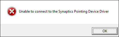 Unable to connect to the Synaptics Pointing Device Driver