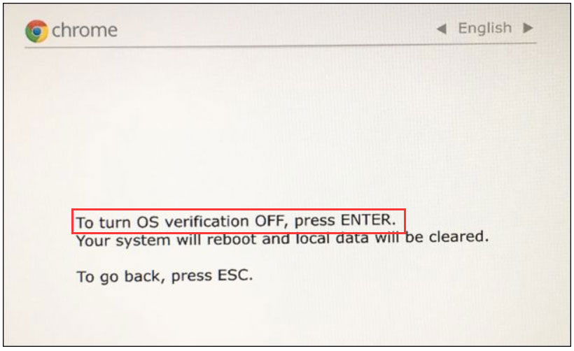 hit Enter to turn OS verification off