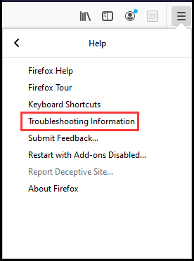 click Troubleshooting Information