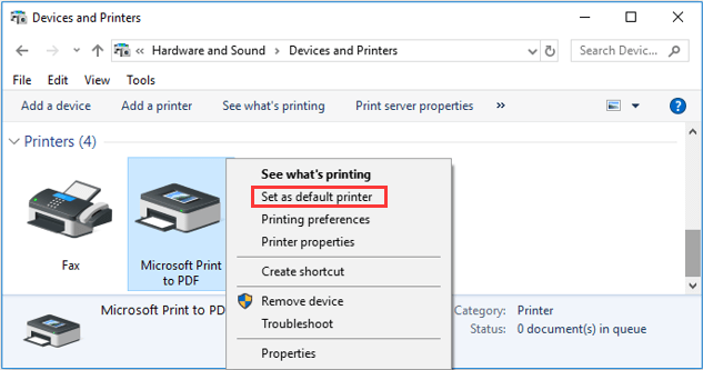 set as default printer