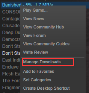 click on Manage Downloads
