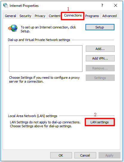 open LAN settings