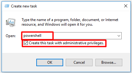 check the Create this task with administrative privileges checkbox