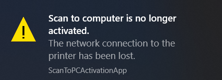 scan to computer is no longer activated