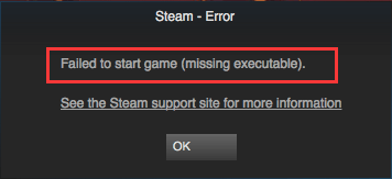 missing executable Steam