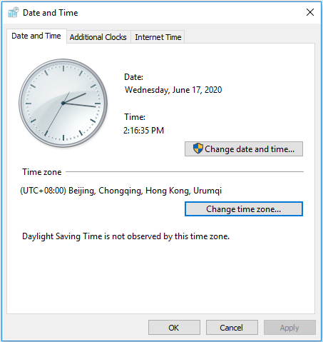 change Date and Time settings