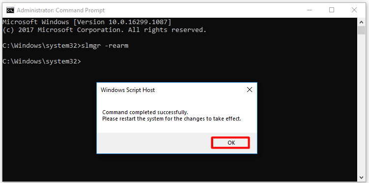 click on OK and then restart computer