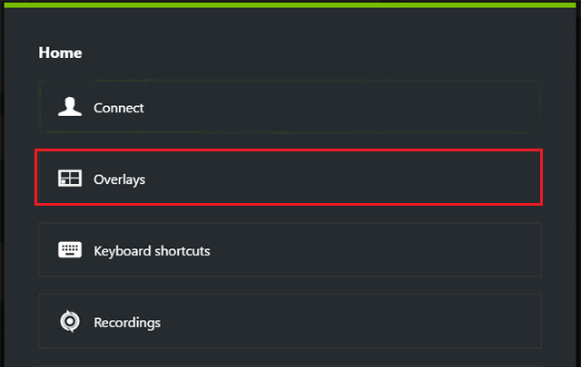 Select Overlays in GeForce Experience Preferences