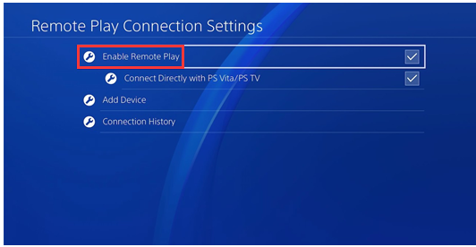 click on enable remote play option