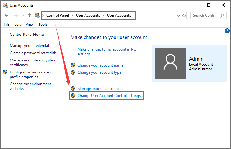 change User Account Control settings