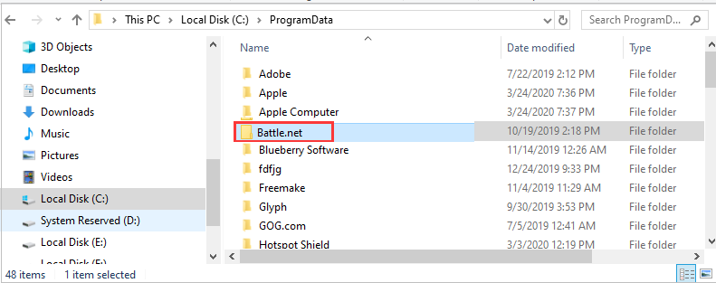 delete battle net folder