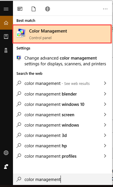 select the Color Management