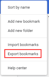 click the Export bookmarks option