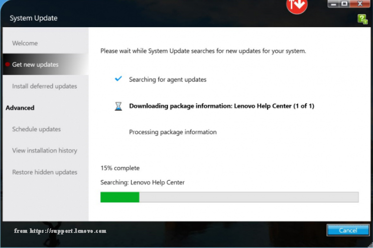 Lenovo System Update is preparing all available updates