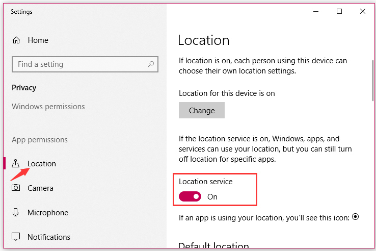 make sure the location service is enabled