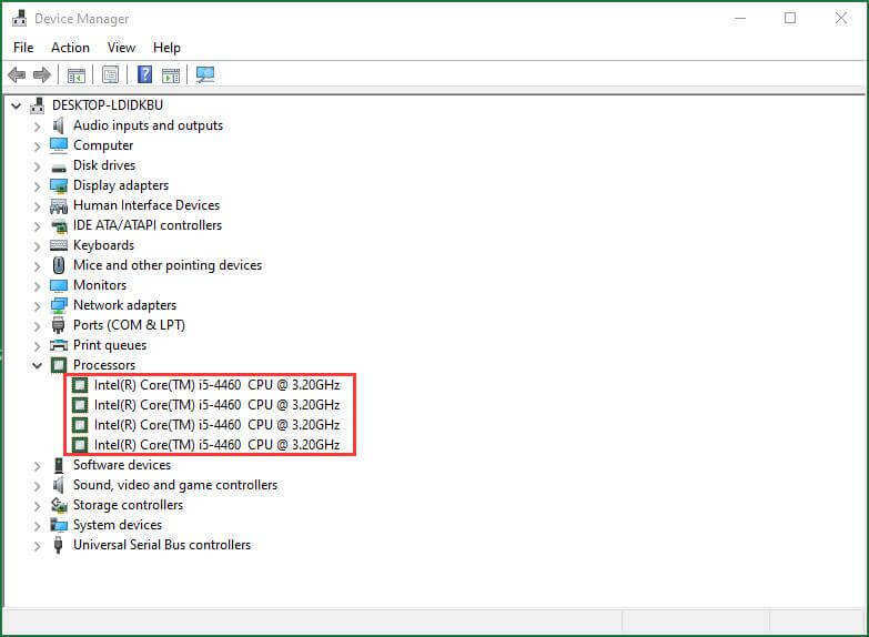 Find Processor Details in Device Manager