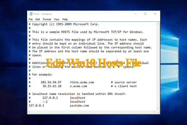 edit Windows 10 hosts file