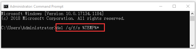 use Command Prompt to delete temporary files