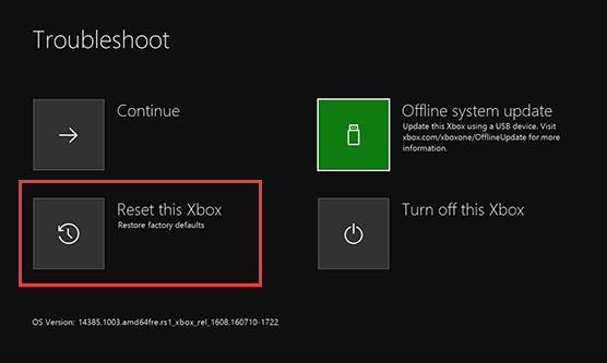 select the Reset this Xbox option