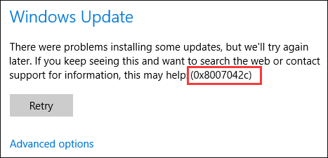 Windows update error 0x8007042c