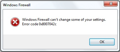 Firewall error 0x8007042c