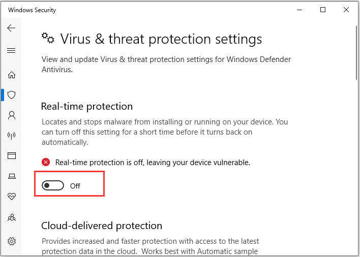 disable Windows Defender antivirus