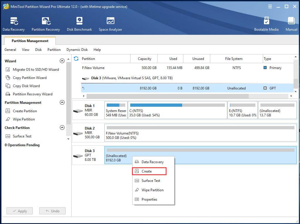 Create Partition on 10TB Hard Drive