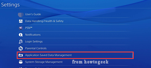 select Application Saved Data Management