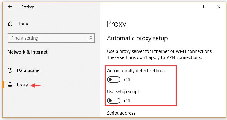 turn off Proxy