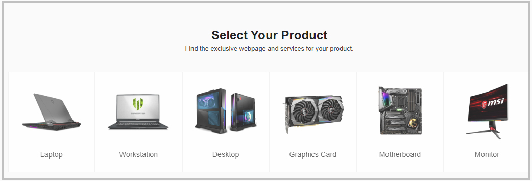 select your product MSI gaming app