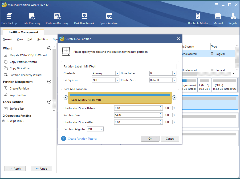 Specify New Partition Details