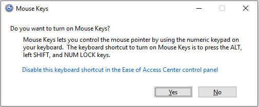 turn on Mouse Keys
