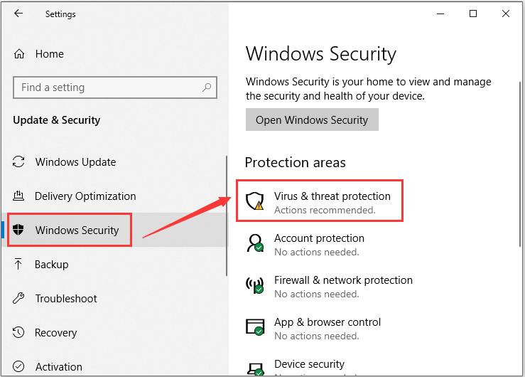 choose Windows Security