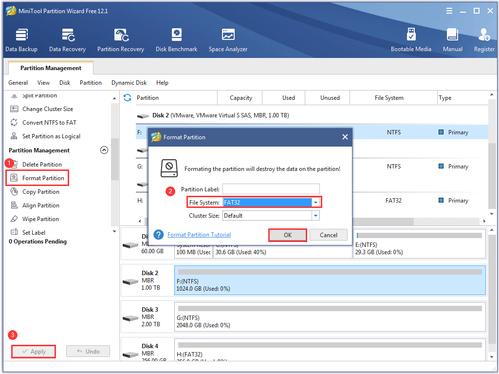 reformat the Seagate external hard drive with MiniTool Partition Wizard
