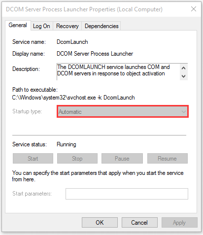 set DCOM Server Process Launcher to automatic
