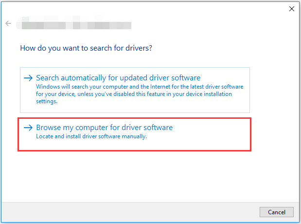click Browser my computer for driver software