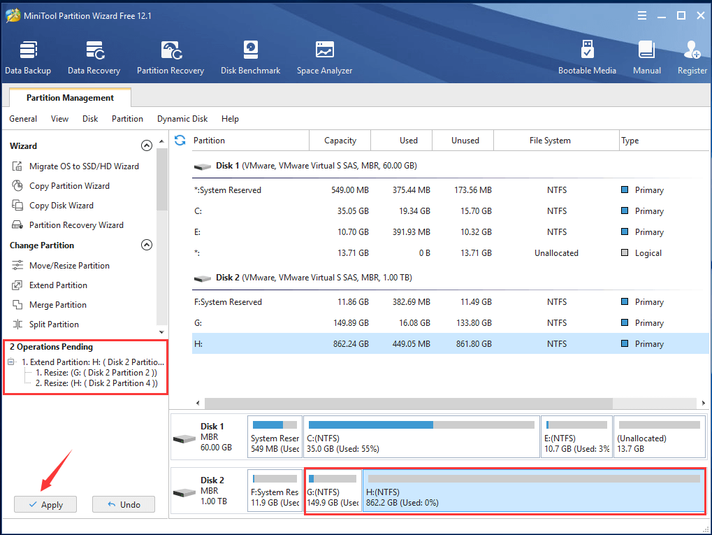 Preview and Apply Partition Extending