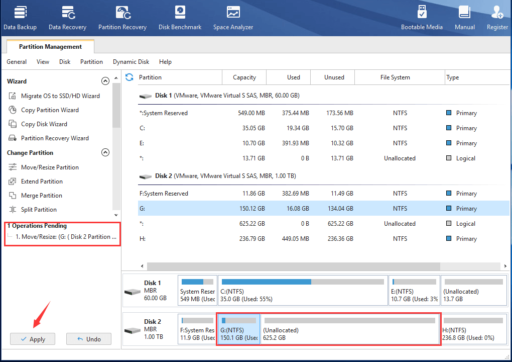 Apply Shrinking Partition