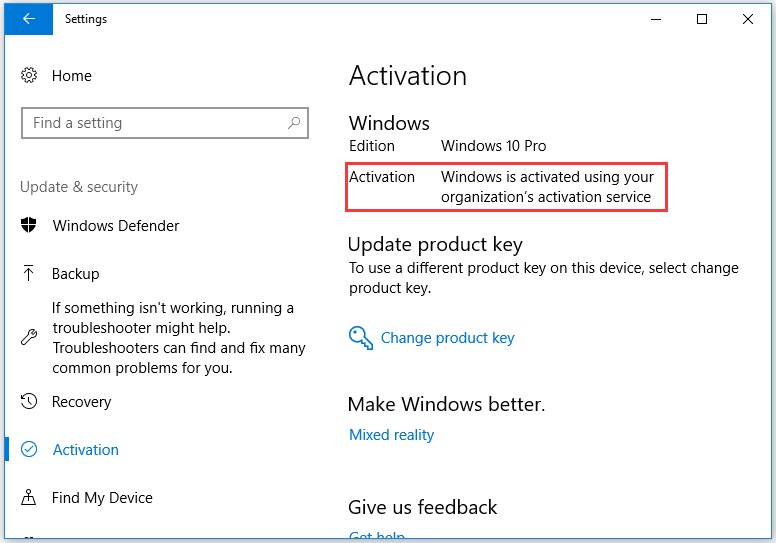 Windows 10 is activated