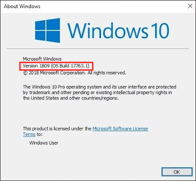 check the Windows 10 build