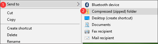 click Send to à Compressed (zipped) folder