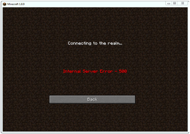 Minecraft Internal Server Error 500